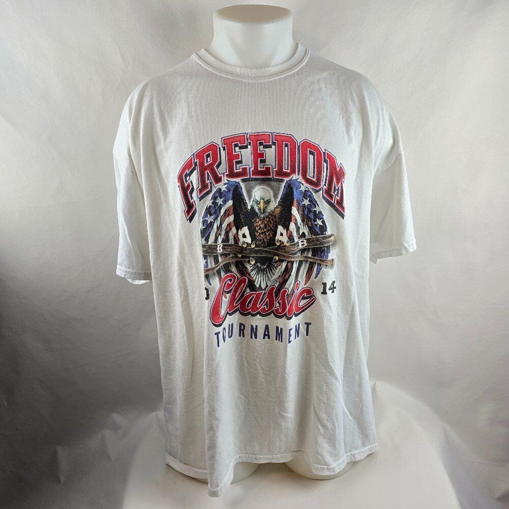 Freedom Classic Tournament T Shirt Mens 2XL White Eagle Patriotic Baseball 2014